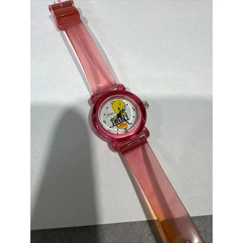 Armitron Tweety Bird Watch Women Pink Translucent Jelly Strap Vintage Looney Tun